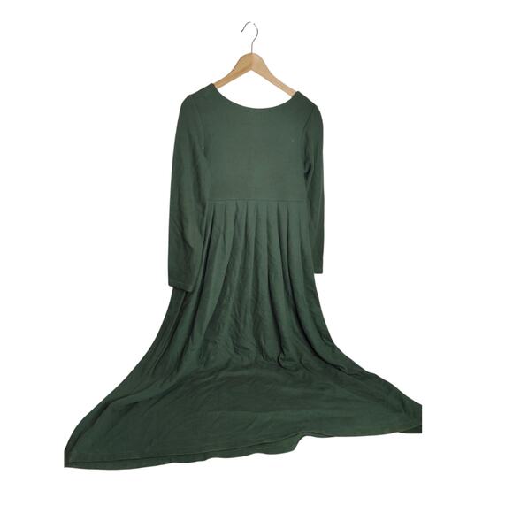 Vintage 90s Laura Ashley Forest Green Ribbed Heavy Cotton Maxi Dress 6 - Picture 2 of 8